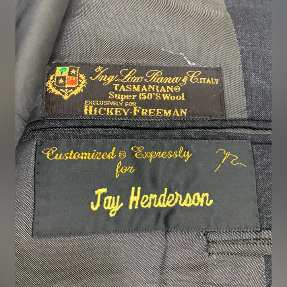 Hickey Freeman Suit Loro Piana Super 150s Wool Dark Gray Pant Sz 44 - Picture 6 of 14